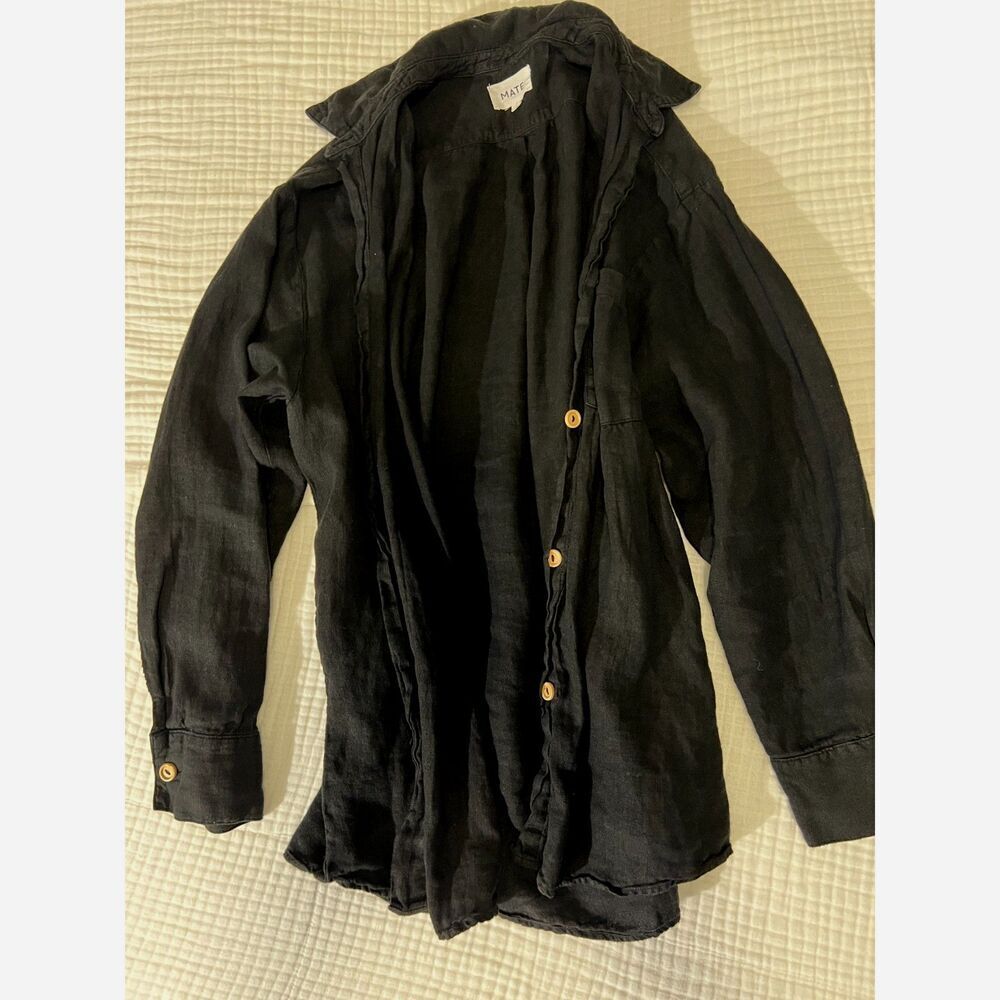 MATE the Label Organic Linen Oversized Button Down in Black
